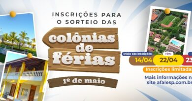 Listas dos inscritos para o feriado 1º de maio nas Colônias da Afalesp