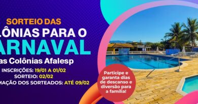Sorteados para o Carnaval 2026 nas Colônias da Afalesp.