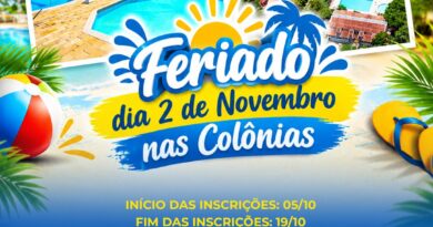 Feriado 2 de novembro(Finados) 2026 nas Colônias.